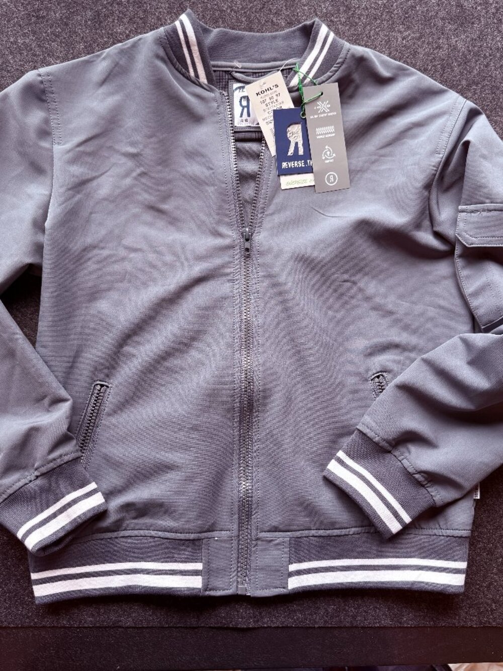 Reverse Threads Boys Tech Bomber Jacket Blue L 14-16 NWT